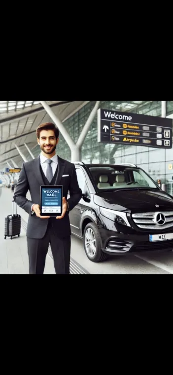Réservation de VTC qui attend à la gare avec le nom sur une tablette, Orly, WAEL DRIVER